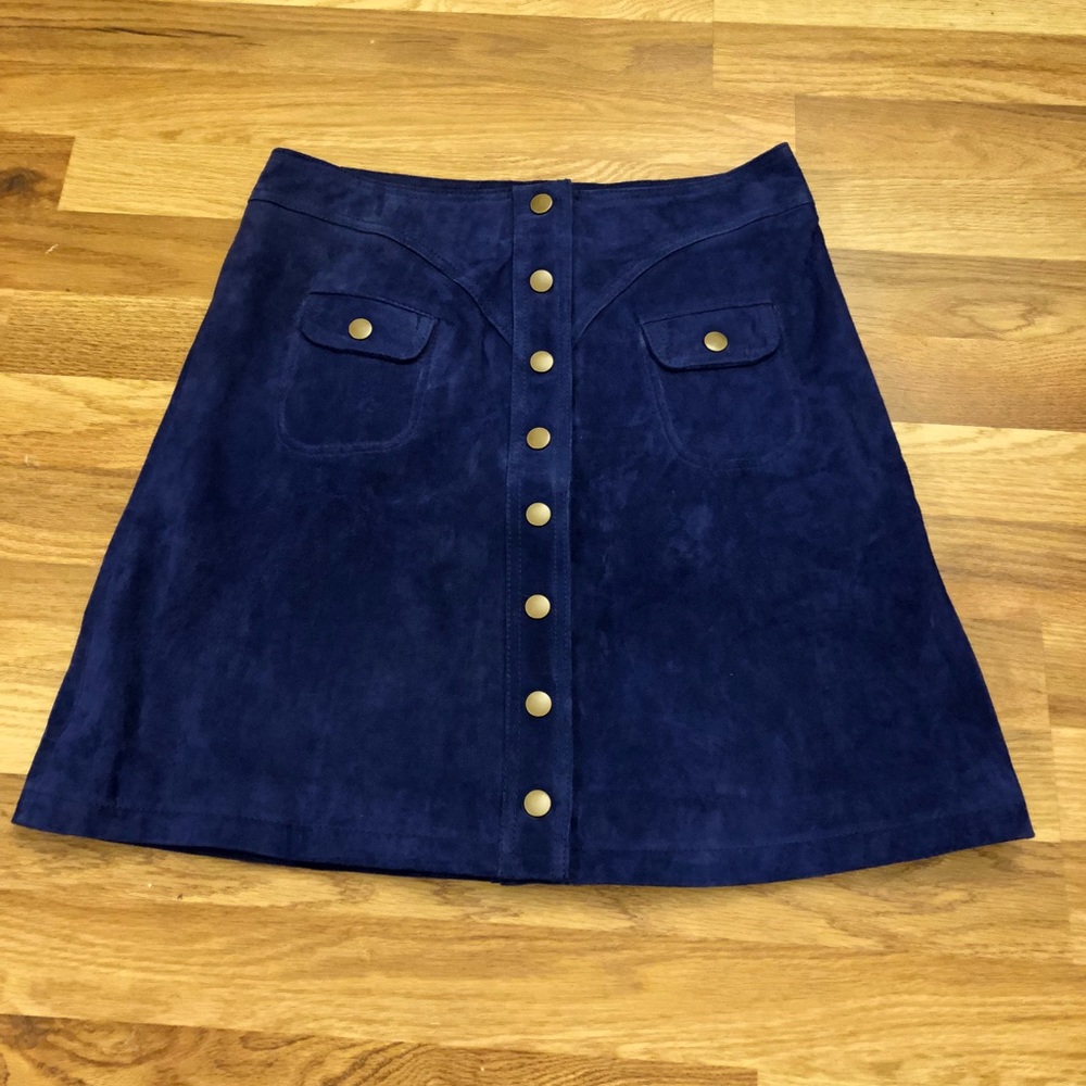 Anthropologie suede button up skirt
